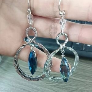 Elegant Silver and Blue Dangle Earrings